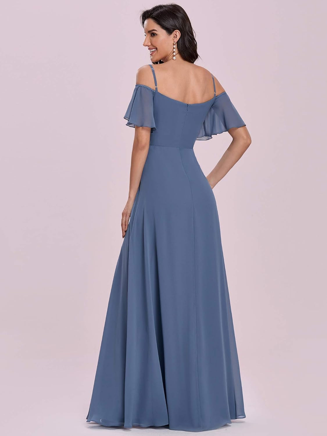 Off-Shoulder Short Sleeve A-Line Floor-Length Bridesmaid Dress for Women - Style 0237